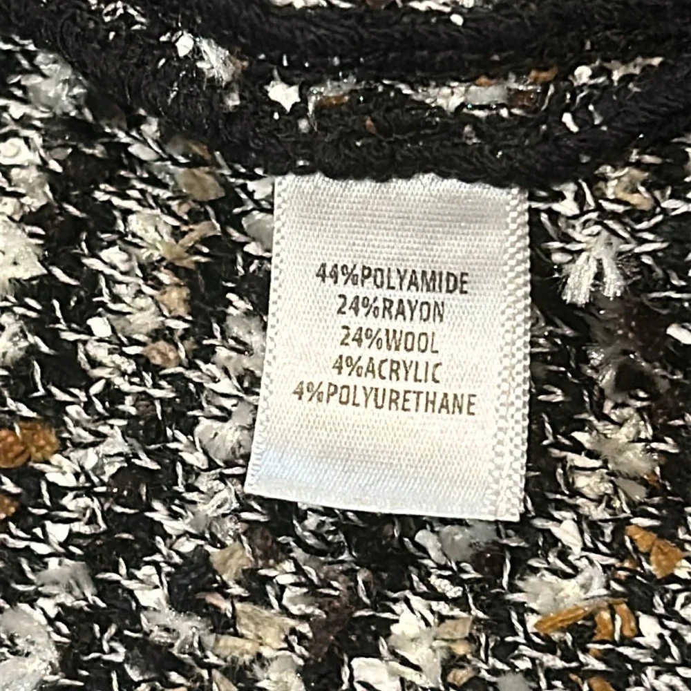 St. John Inlaid Eyelash Knit Cap Sleave A-Line Dress size 8 Black White Brown - Picture 7 of 17